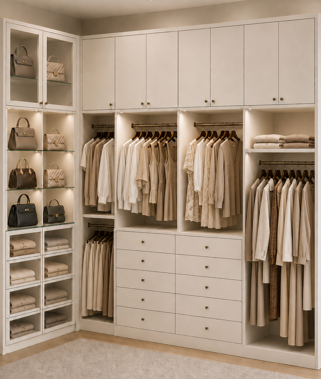 Custom Walk-In Closet with Premium Melamine & Glass in Fountain Hills Arizona