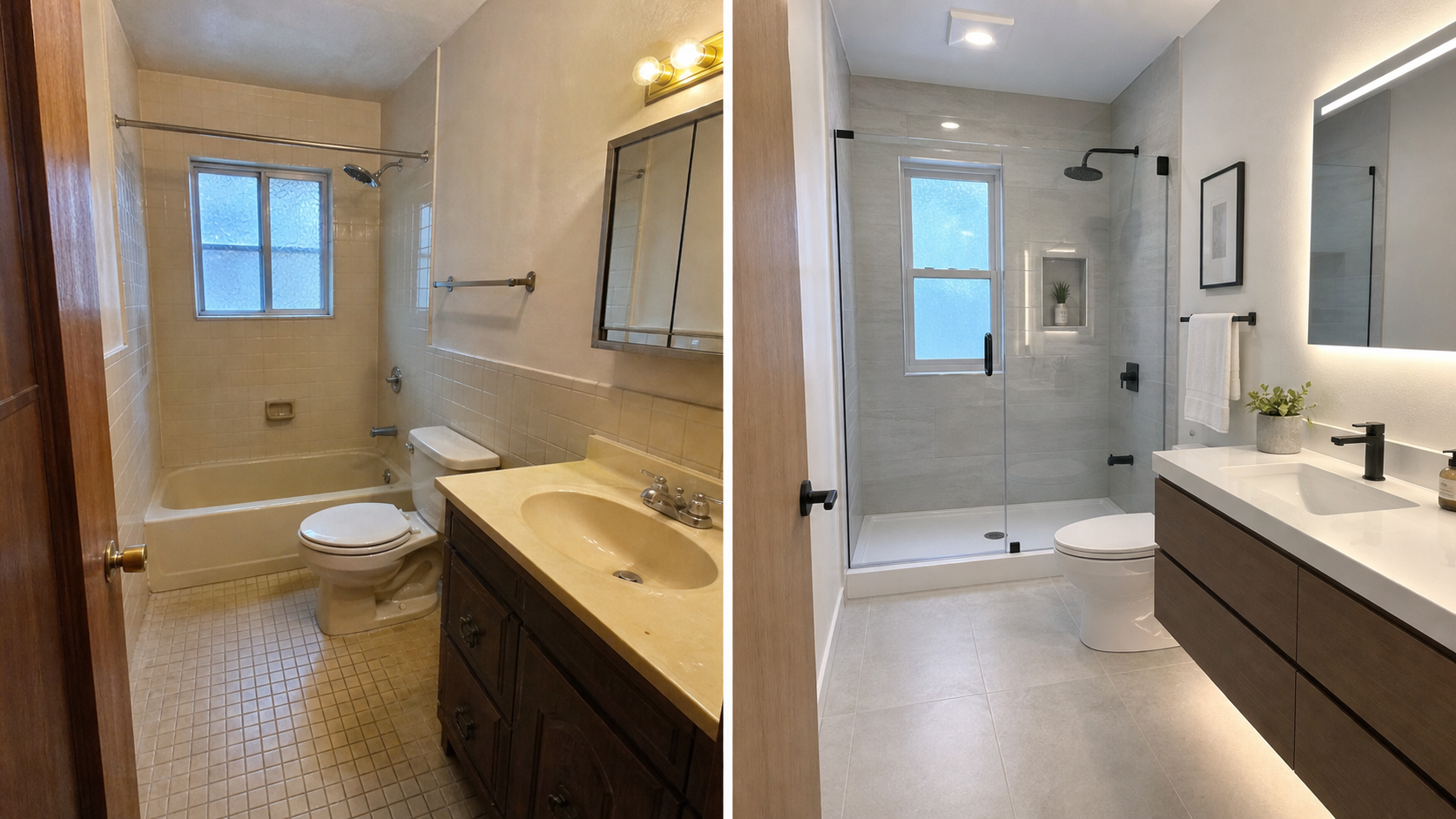 Luxury walk-in shower with large porcelain tile and frameless glass enclosure
Modern walk-in shower remodel with rainfall showerhead and niche shelving
Custom tiled walk-in shower with linear drain and glass door
Curbless walk-in shower with marble-look porcelain tile
Bathroom remodeling project featuring a custom walk-in shower in Phoenix
