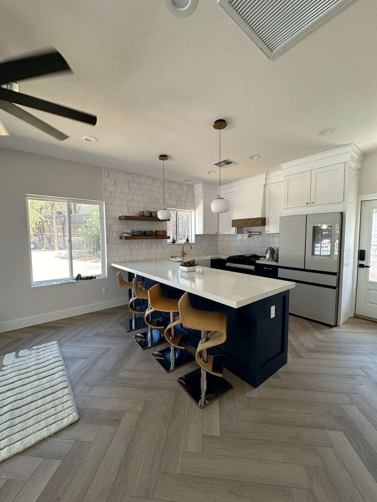 New kitchen flooring installed as part of a complete kitchen remodeling project.