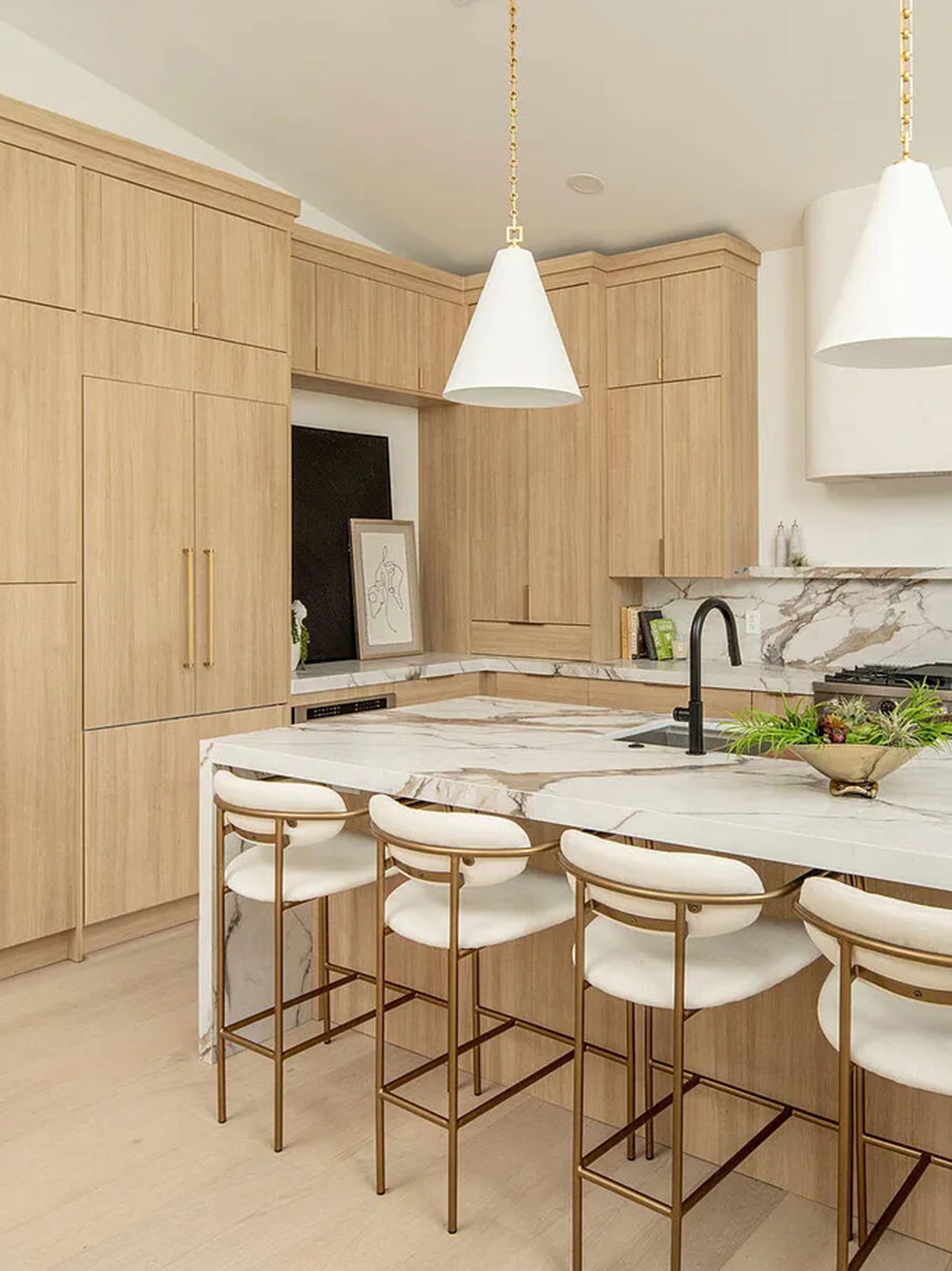 Modern kitchen remodel with custom cabinetry, stone countertops and large kitchen island in Phoenix AZ