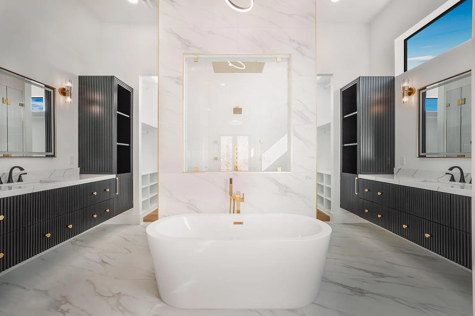 Primary bathroom remodel with walk-in tiled shower in Phoenix AZ